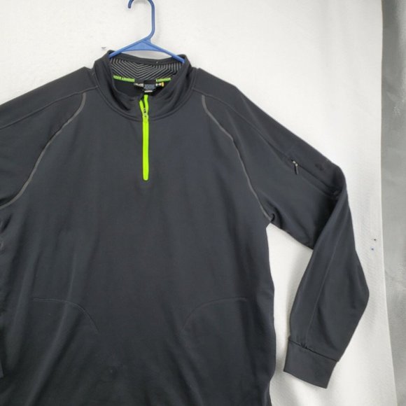 UNDER ARMOUR Shirt Men's Long Sleeve Quarter Zip High Neck Pullover Black XL - Picture 5 of 12
